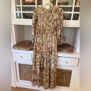 Zara gold and Multicolor Long Sleeve Dress